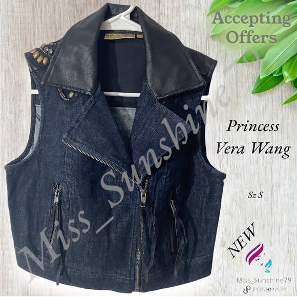 princess vera wang Other - Princess Vera Wang NEW - Sz S - Freshman Rush J07 Riding Vest - denim w/ deco